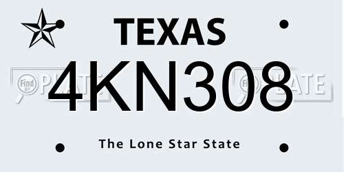 4KN308 Texas License Plate