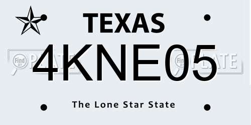 4KNE05 Texas License Plate