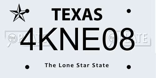 4KNE08 Texas License Plate