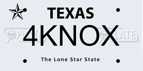 4KNOX Texas License Plate