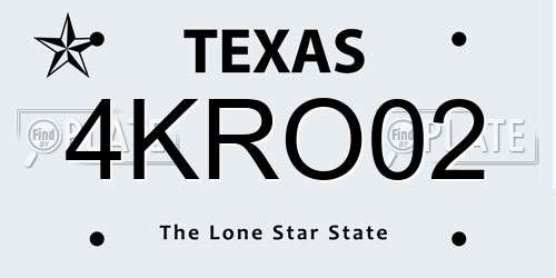 4KRO02 Texas License Plate