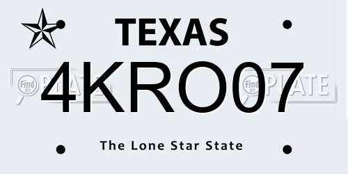 4KRO07 Texas License Plate