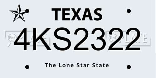 4KS2322 Texas License Plate