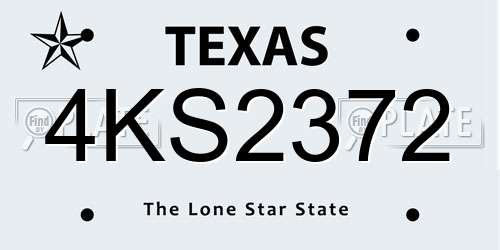 4KS2372 Texas License Plate
