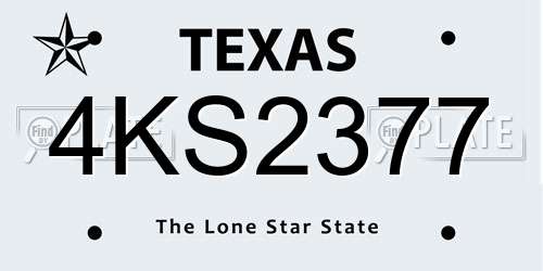 4KS2377 Texas License Plate
