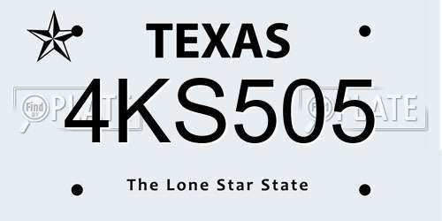 4KS505 Texas License Plate