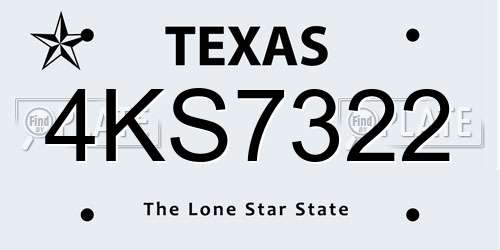 4KS7322 Texas License Plate