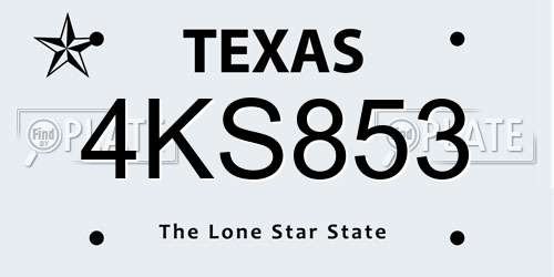 4KS853 Texas License Plate