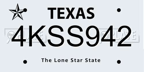 4KSS942 Texas License Plate