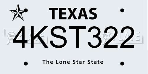 4KST322 Texas License Plate