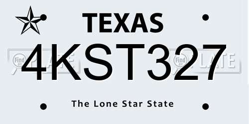 4KST327 Texas License Plate