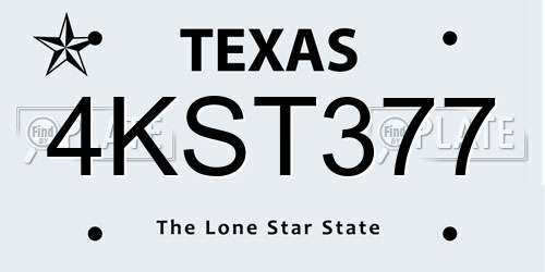 4KST377 Texas License Plate