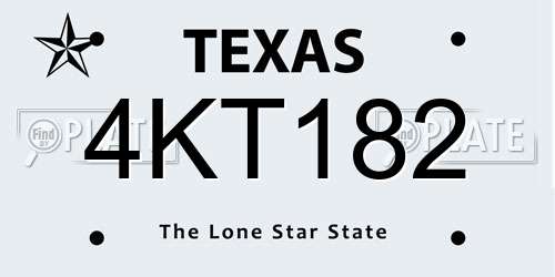 4KT182 Texas License Plate