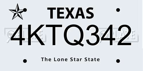 4KTQ342 Texas License Plate