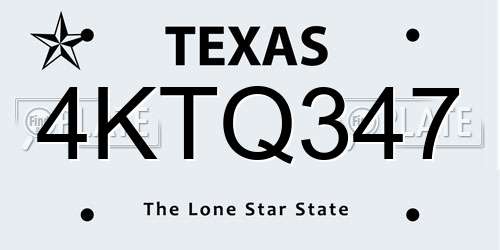 4KTQ347 Texas License Plate