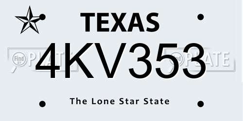 4KV353 Texas License Plate