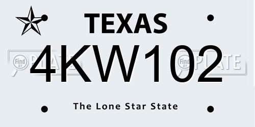 4KW102 Texas License Plate