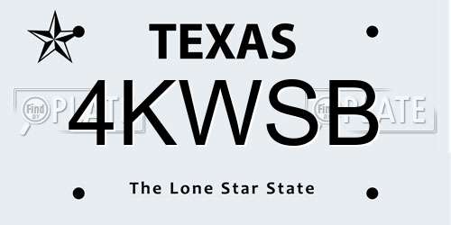 4KWSB Texas License Plate