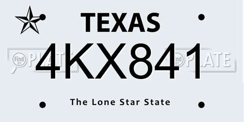 4KX841 Texas License Plate