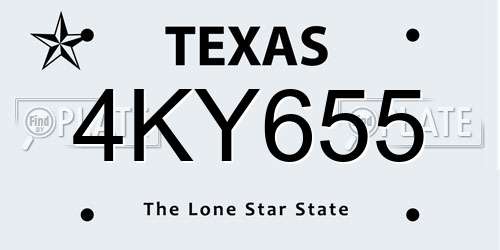 4KY655 Texas License Plate