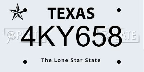 4KY658 Texas License Plate
