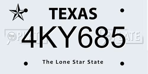 4KY685 Texas License Plate