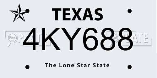 4KY688 Texas License Plate