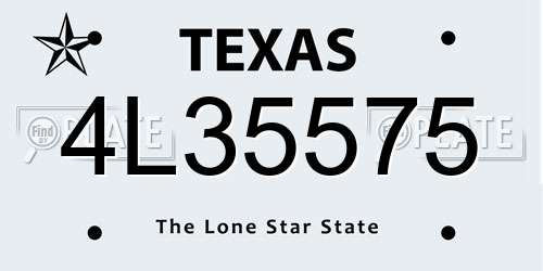 4L35575 Texas License Plate