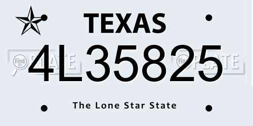 4L35825 Texas License Plate