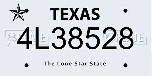 4L38528 Texas License Plate
