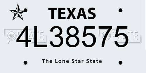 4L38575 Texas License Plate