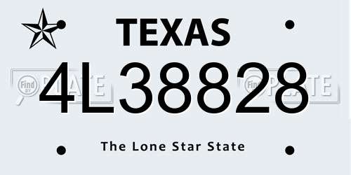 4L38828 Texas License Plate