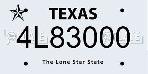 4L83000 Texas License Plate
