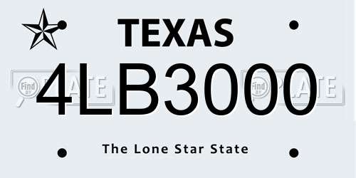 4LB3000 Texas License Plate