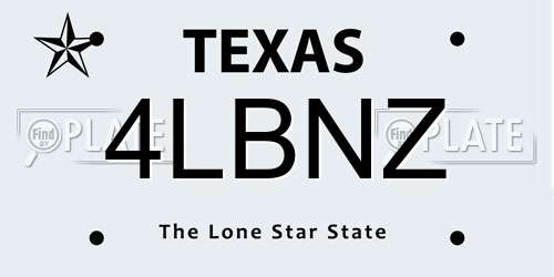 4LBNZ Texas License Plate