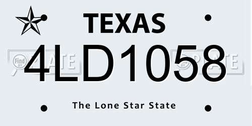 4LD1058 Texas License Plate