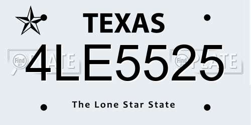 4LE5525 Texas License Plate