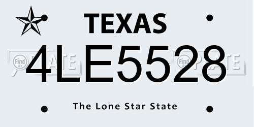 4LE5528 Texas License Plate