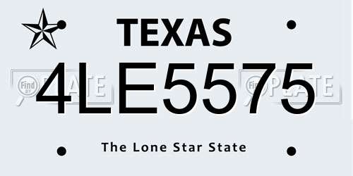 4LE5575 Texas License Plate