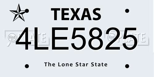 4LE5825 Texas License Plate