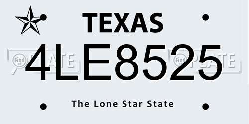 4LE8525 Texas License Plate
