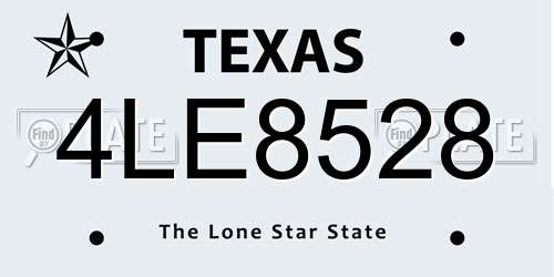 4LE8528 Texas License Plate