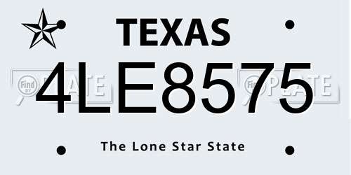 4LE8575 Texas License Plate
