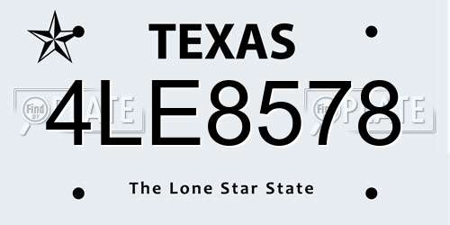 4LE8578 Texas License Plate