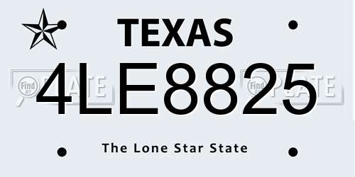 4LE8825 Texas License Plate