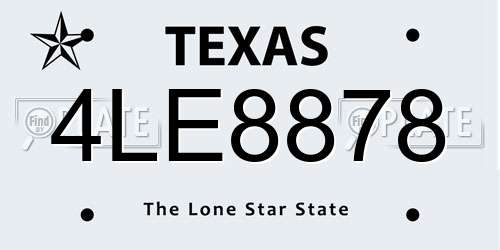 4LE8878 Texas License Plate