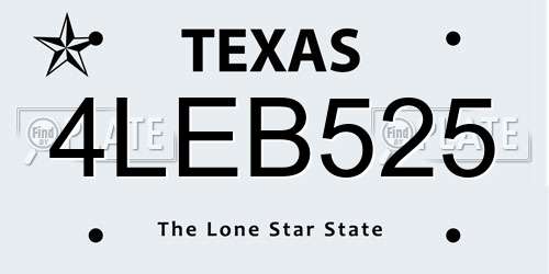 4LEB525 Texas License Plate