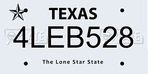 4LEB528 Texas License Plate