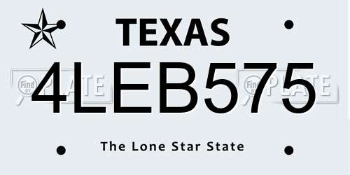 4LEB575 Texas License Plate