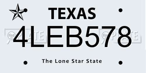 4LEB578 Texas License Plate